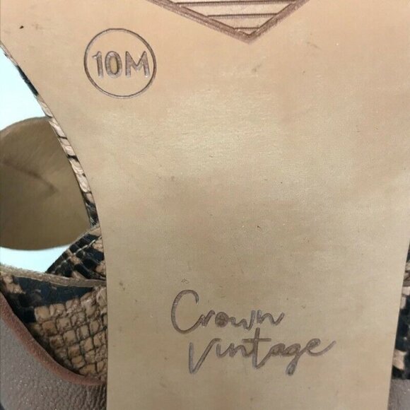 Crown Vintage Slingback Sandals Block Heels 10 - Picture 7 of 9